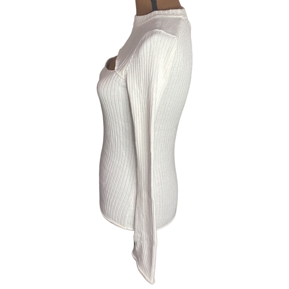 L’Agence Pasha Cut Out Ribbed Sweater in white size XS - Picture 4 of 10
